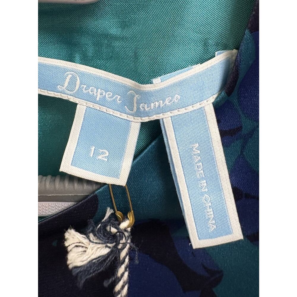 Draper James Womens Floral Structured Mini Dress Teal Blue Cutout Size 12 NWT - Picture 7 of 7